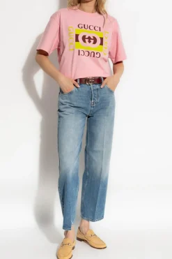 Gucci RÓŻOWY T-shirt z typu `oversize`