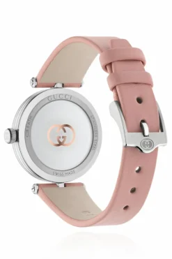Gucci RÓŻOWY Zegarek na skórzanym pasku