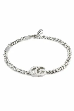 Gucci SREBRNY Srebrna bransoleta z zawieszką w kształcie logo