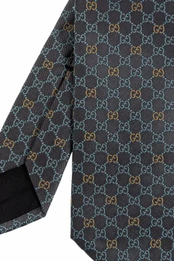 Gucci SZARY Jedwabny krawat
