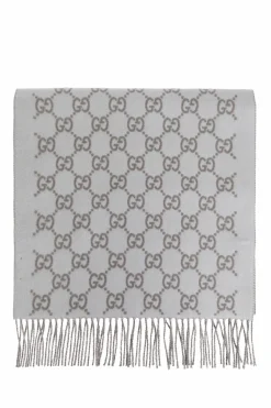 Gucci SZARY Kaszmirowy szal z monogramem