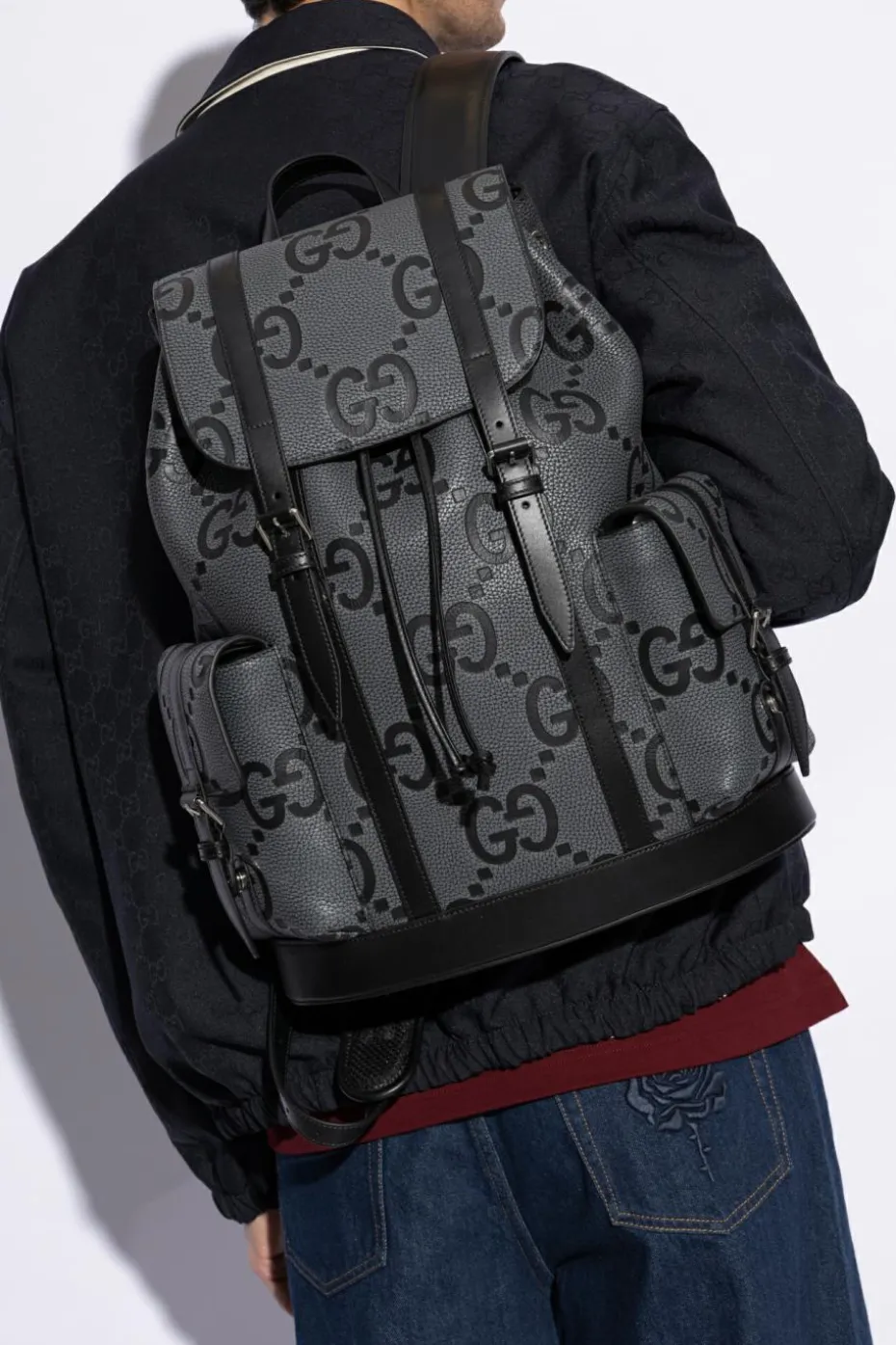Gucci SZARY Plecak `Jumbo Medium`