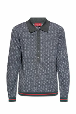 Gucci SZARY Polo z logo