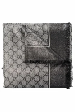 Gucci SZARY Połyskująca chusta z monogramem