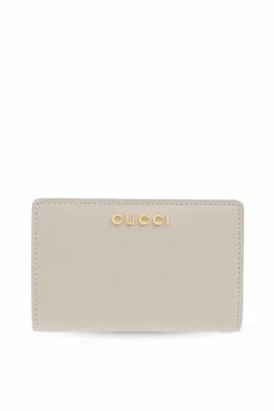 Gucci SZARY Skórzany portfel z logo