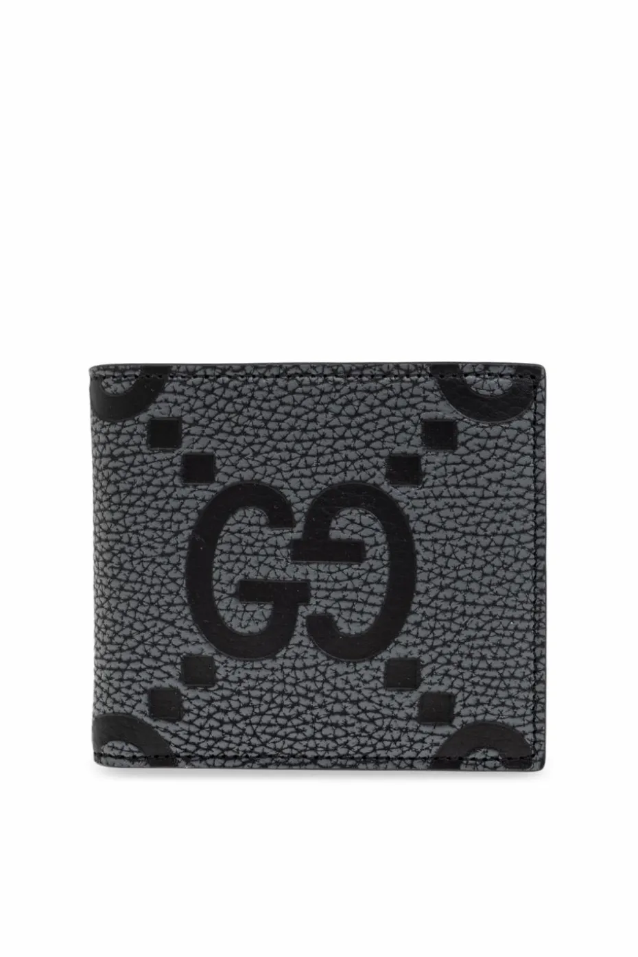 Gucci SZARY Skórzany portfel ze wzorem `GG`