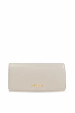 Gucci SZARY Skórzany portfel z logo