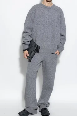 Gucci SZARY Sweter z logo