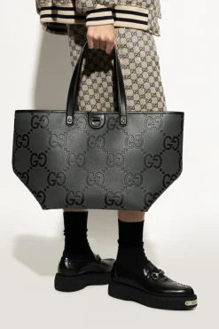Gucci SZARY Torba `Jumbo GG Medium` typu `shopper`