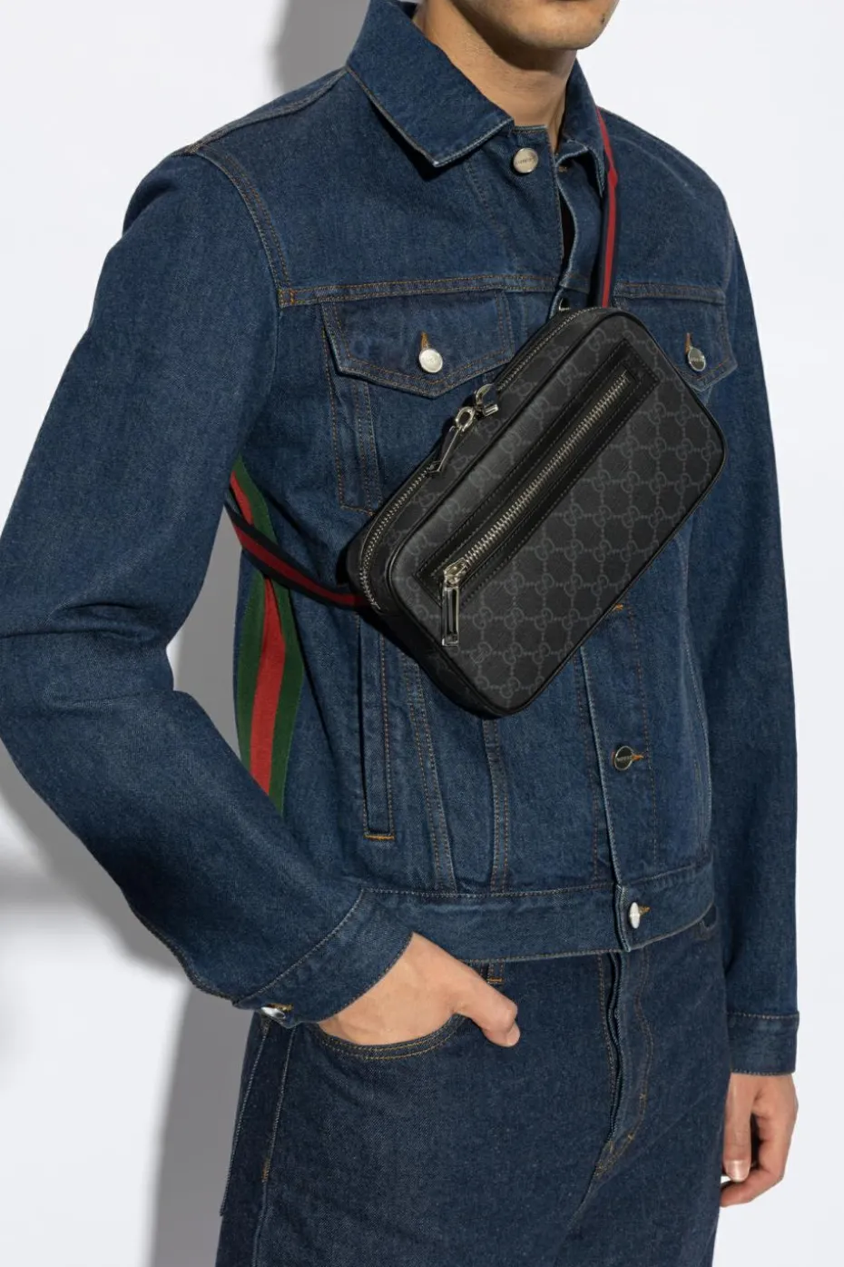 Gucci SZARY Torba na pas z logo