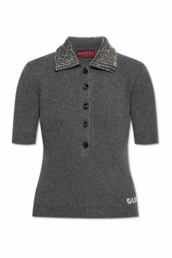 Gucci SZARY Wełniane polo