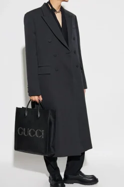 Gucci SZARY Wełniany płaszcz