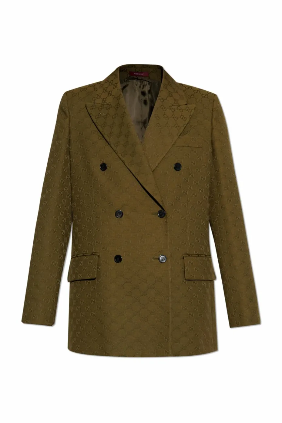 Gucci ZIELONY Dwurzędowa marynarka ze wzorem `GG`
