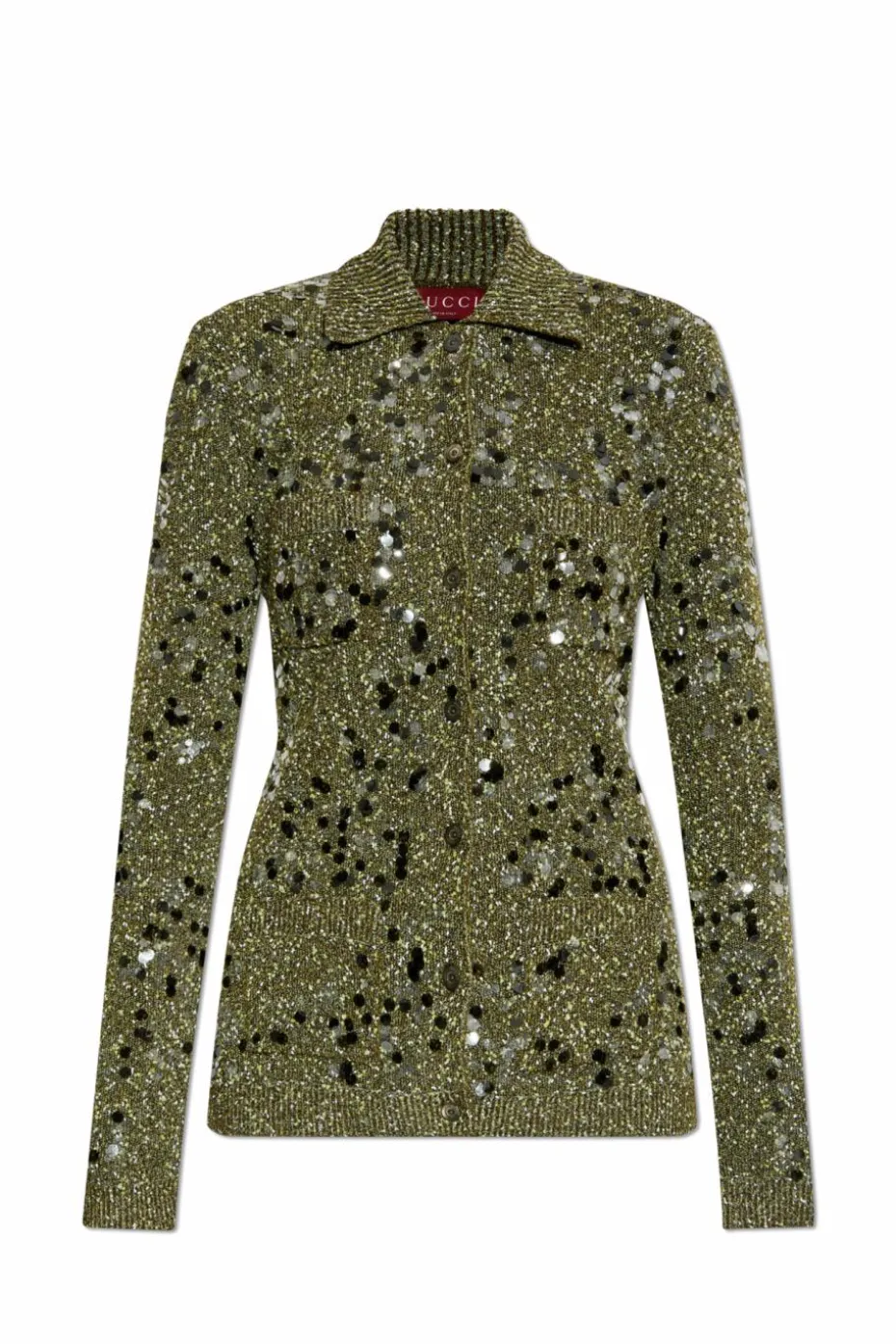 Gucci ZIELONY Kardigan z kieszeniami