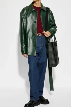 Gucci ZIELONY Kurtka skórzana