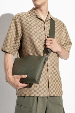 Gucci ZIELONY Skórzana torba na ramię
