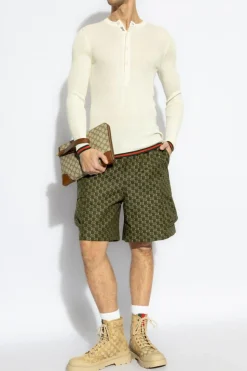 Gucci ZIELONY Szorty z monogramem