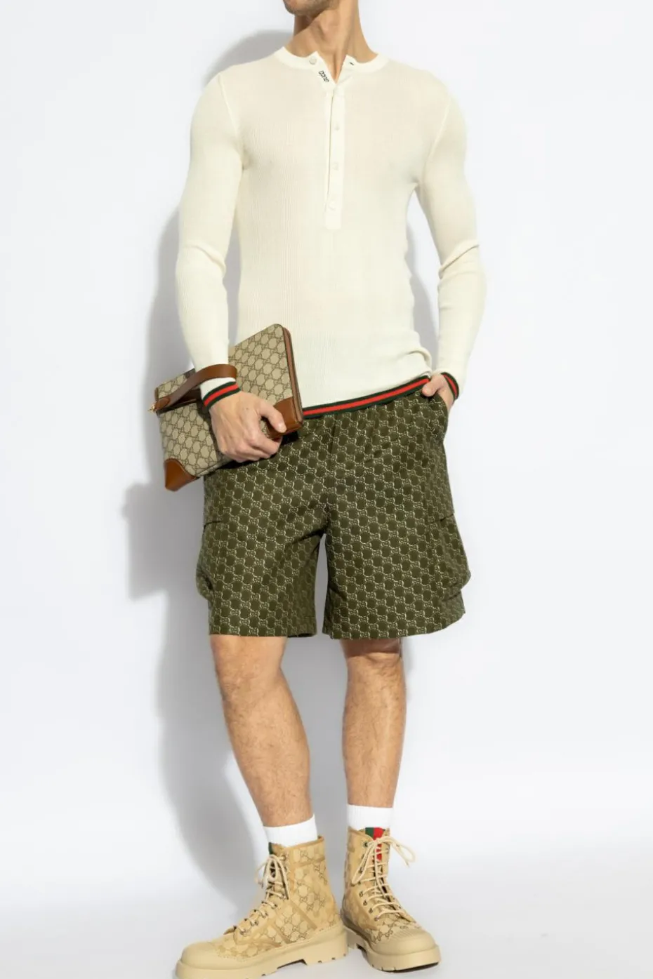 Gucci ZIELONY Szorty z monogramem