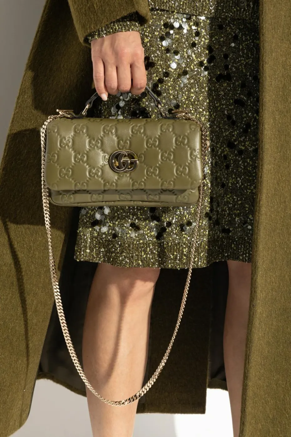 Gucci ZIELONY Torba do ręki `GG Milano Mini`