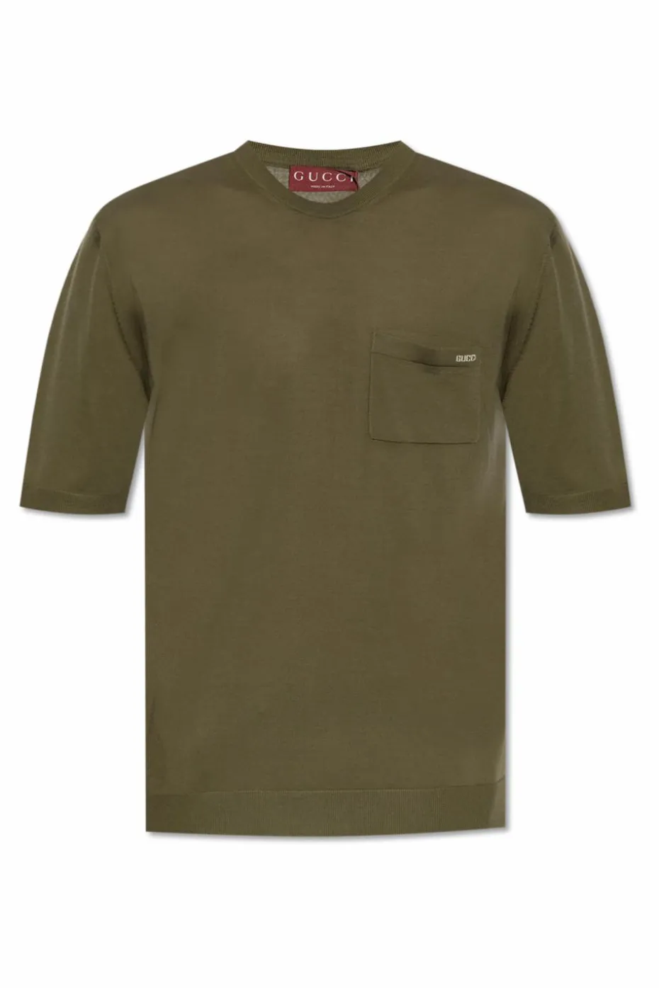 Gucci ZIELONY T-shirt z kieszenią
