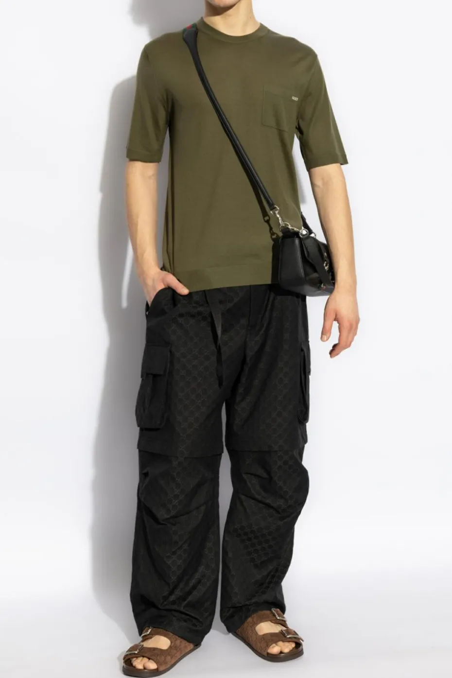 Gucci ZIELONY T-shirt z kieszenią