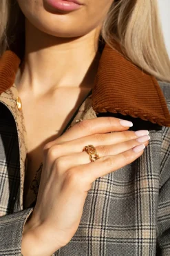 Gucci ZŁOTY Mosiężny pierścień