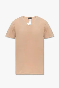 Hanro beżowy Bawełniany t-shirt