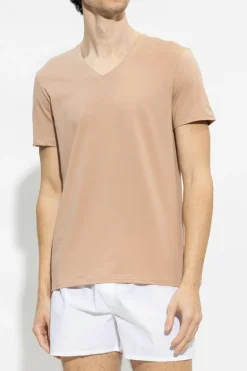 Hanro beżowy Bawełniany t-shirt