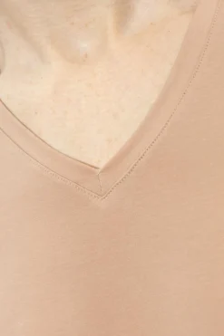 Hanro beżowy Bawełniany t-shirt