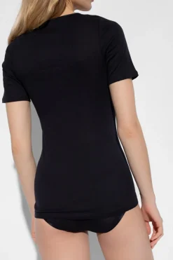 Hanro CZARNY Bawełniany t-shirt