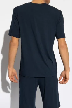 Hanro GRANATOWY T-shirt z dekoltem w serek