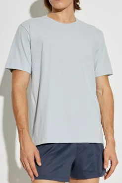 Hanro jasnoniebieski T-shirt z okrągłym dekoltem