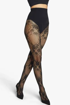 Heist Studios CZARNY Rajstopy `The Floral Lace`
