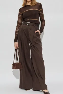 Helmut Lang BRĄZOWY Top z długimi rękawami