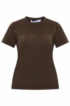 Helmut Lang BRĄZOWY T-shirt z logo