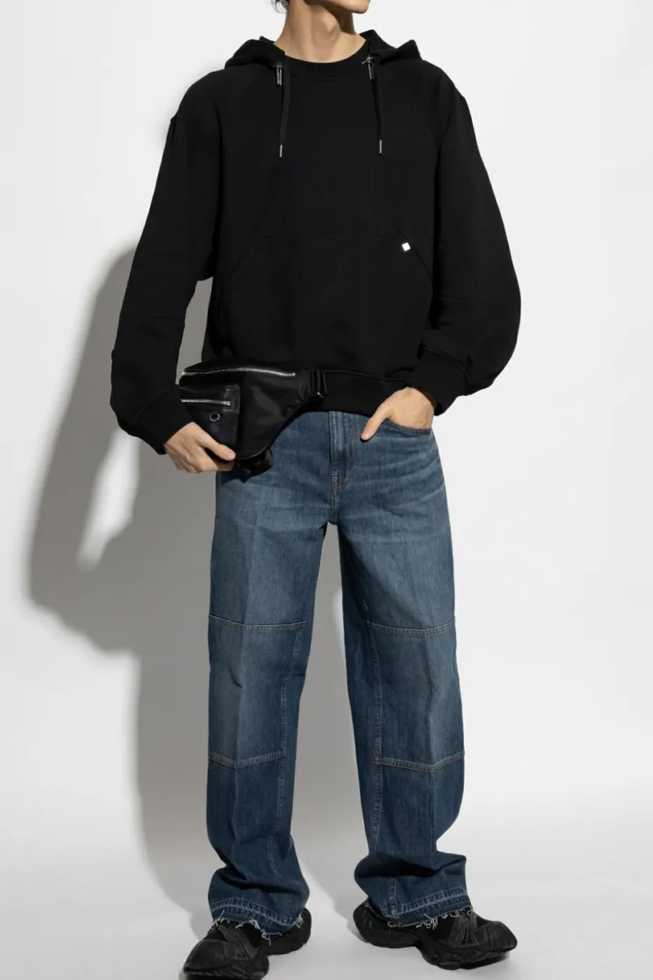 Helmut Lang CZARNY Bluza z odpinanym kapturem