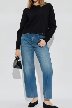 Helmut Lang CZARNY Sweter z dekoracyjnym zamkiem