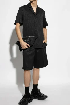 Helmut Lang CZARNY Szorty z gumą w pasie