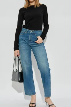 Helmut Lang CZARNY Top z wyszytym logo