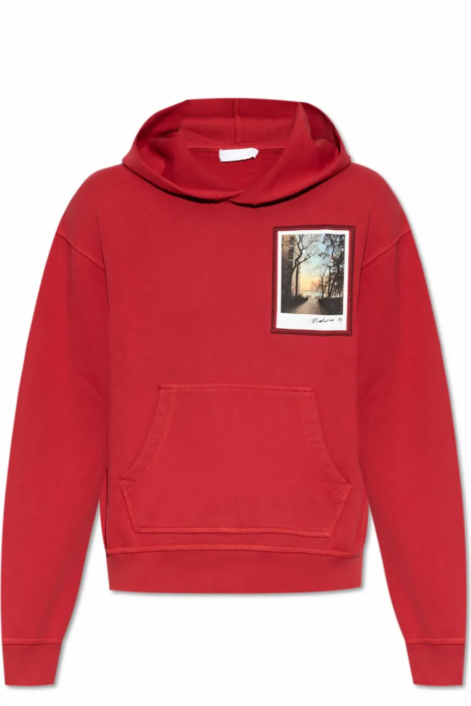 Helmut Lang CZERWONY Bluza z kapturem