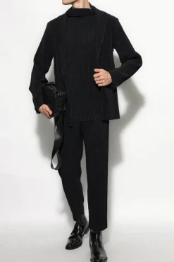 Homme Plissé Issey Miyake CZARNY Plisowana marynarka