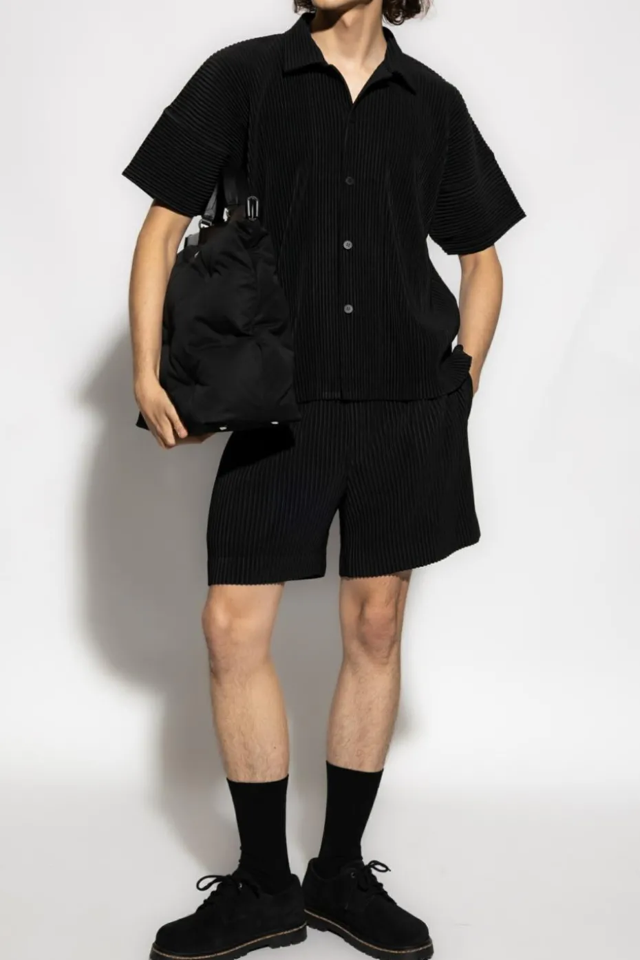 Homme Plissé Issey Miyake CZARNY Plisowana koszula