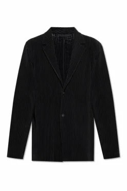 Homme Plissé Issey Miyake CZARNY Plisowany płaszcz