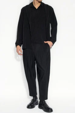 Homme Plissé Issey Miyake CZARNY Plisowana marynarka