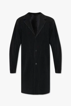 Homme Plissé Issey Miyake CZARNY Plisowany płaszcz