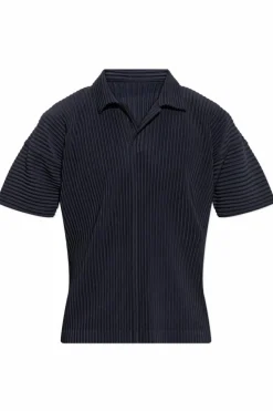 Homme Plissé Issey Miyake GRANATOWY Plisowane polo