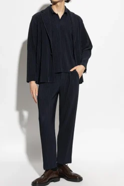 Homme Plissé Issey Miyake GRANATOWY Plisowane polo