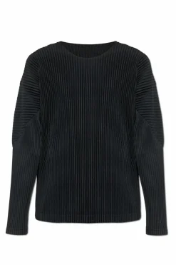 Homme Plissé Issey Miyake CZARNY Plisowany t-shirt