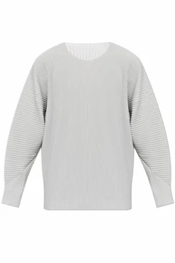 Homme Plissé Issey Miyake SZARY Plisowany t-shirt z długimi rękawami
