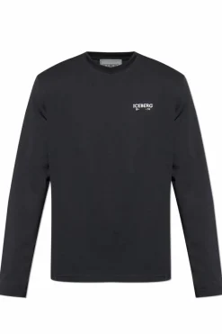 Iceberg CZARNY T-shirt z logo